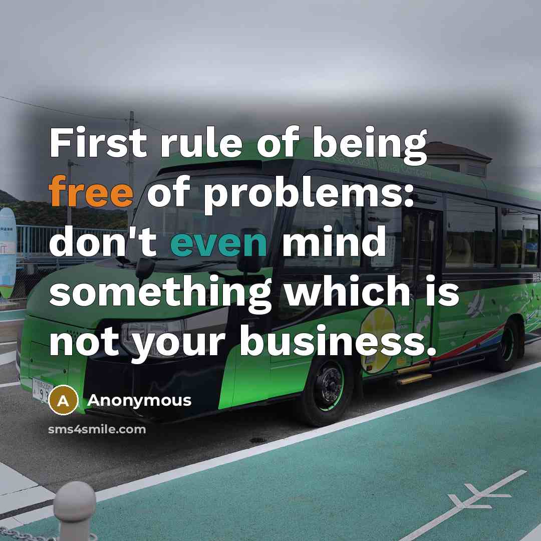 “First rule of being free of problems: don't even mind something which is not your business.” quote by Anonymous