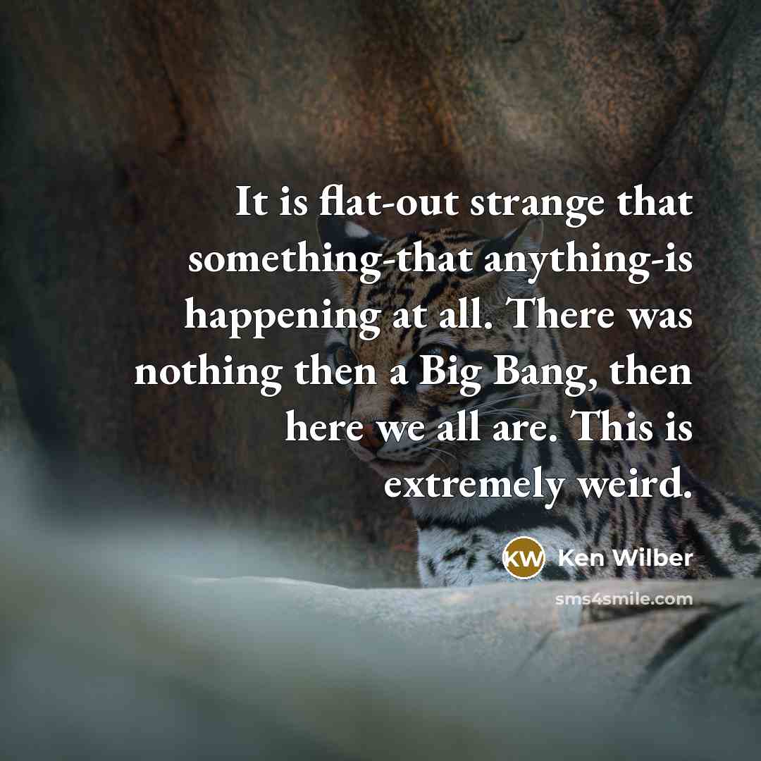 “It is flat-out strange that something-that anything-is happening at all. There was nothing then a Big Bang, then here we all are. This is extremely weird.” quote by Ken Wilber