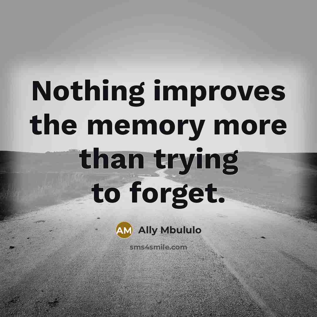 “Nothing improves the memory more than trying to forget.” quote by Ally Mbululo