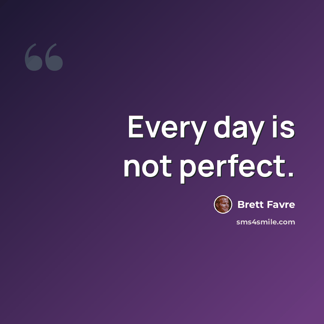 “Every day is not perfect.” quote by Brett Favre