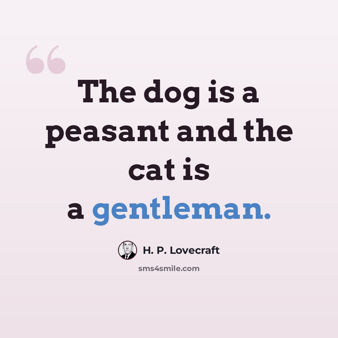 “The dog is a peasant and the cat is a gentleman.” quote by H. P. Lovecraft