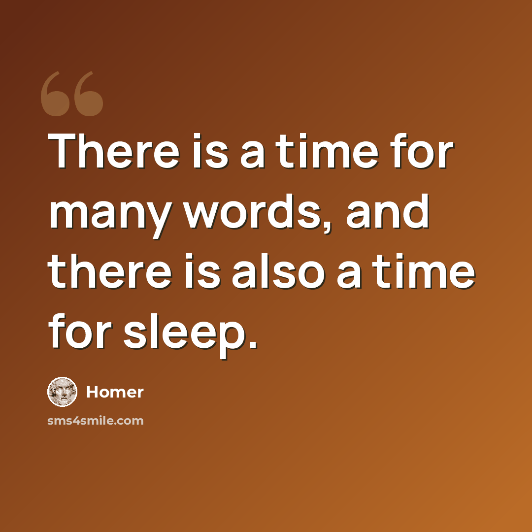 “There is a time for many words, and there is also a time for sleep.” quote by Homer