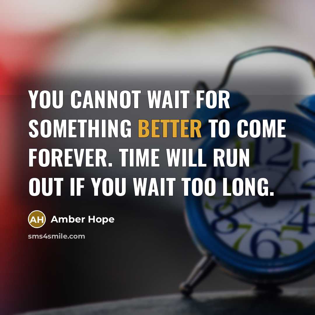 “You cannot wait for something better to come forever. Time will run out if you wait too long.” quote by Amber Hope