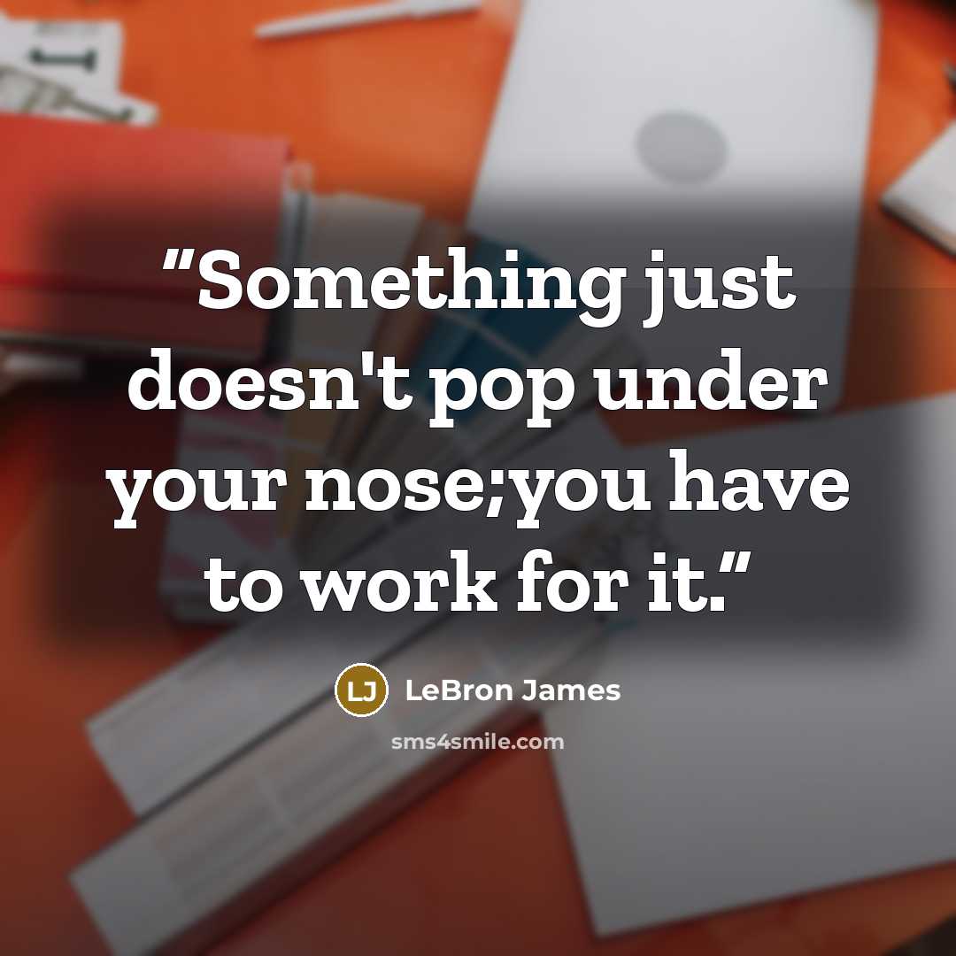 “Something just doesn't pop under your nose;you have to work for it.” quote by LeBron James