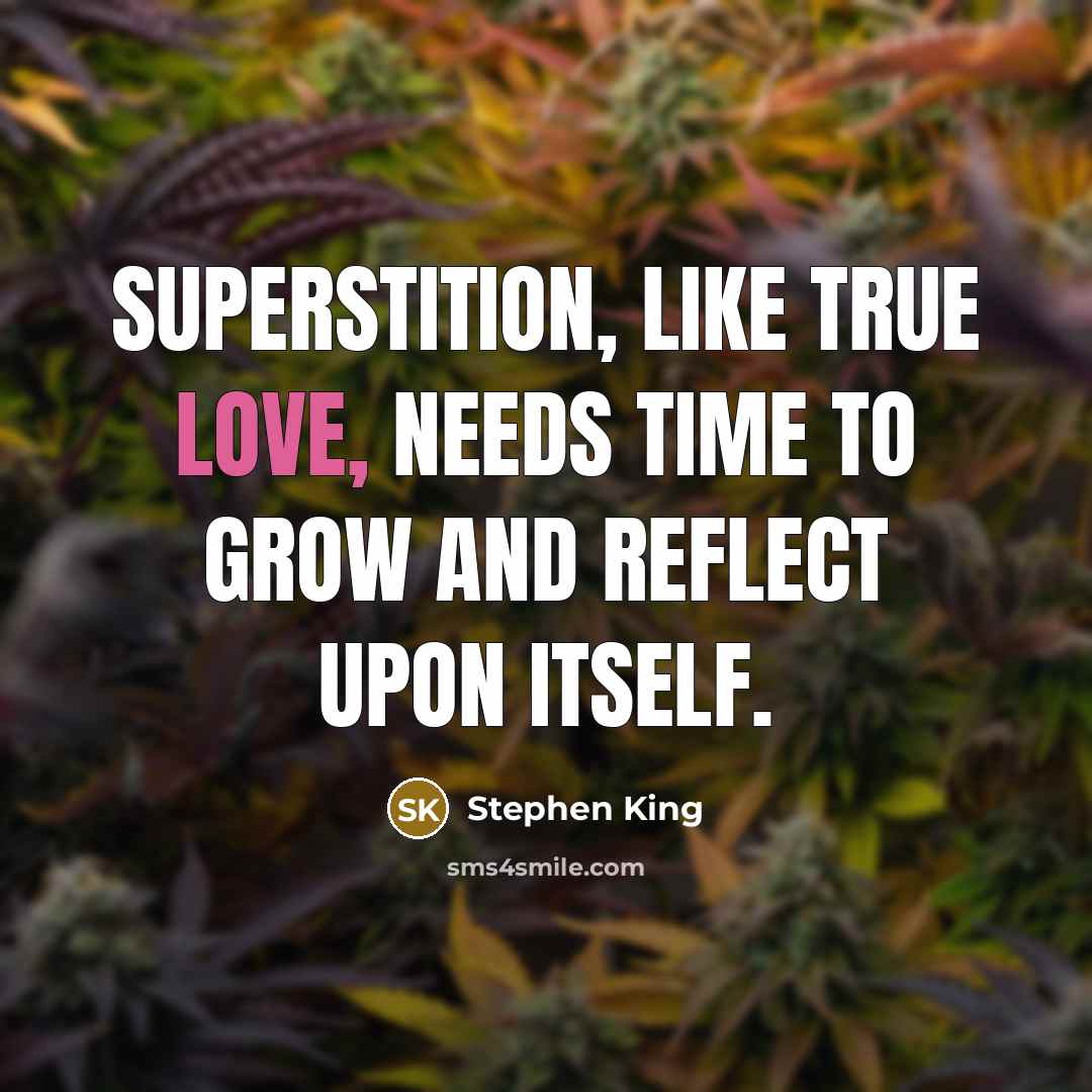 “Superstition, like true love, needs time to grow and reflect upon itself.” quote by Stephen King