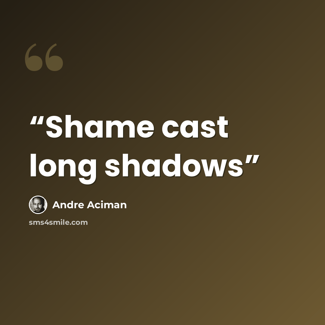 “Shame cast long shadows” quote by André Aciman