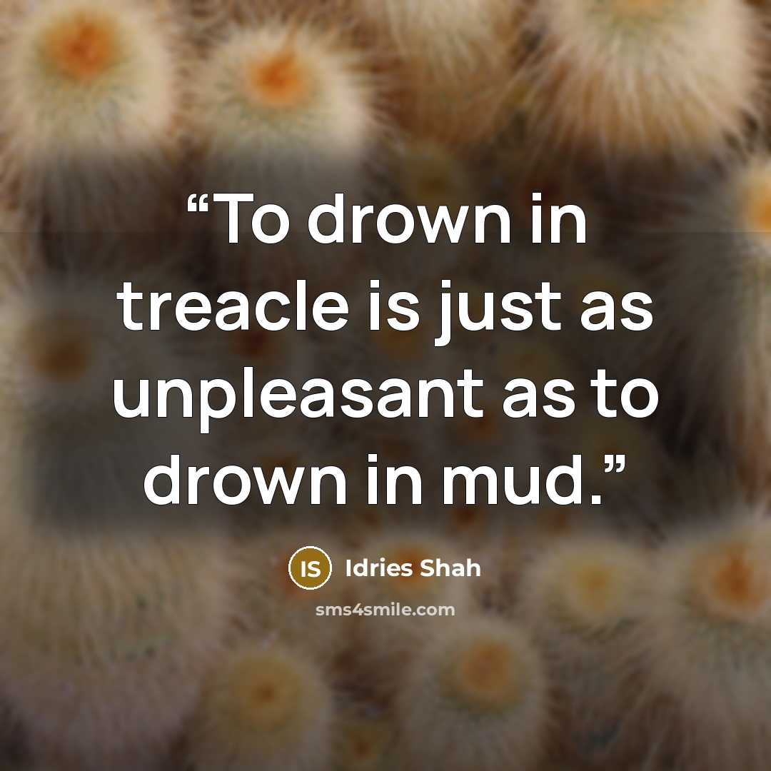 “To drown in treacle is just as unpleasant as to drown in mud.” quote by Idries Shah