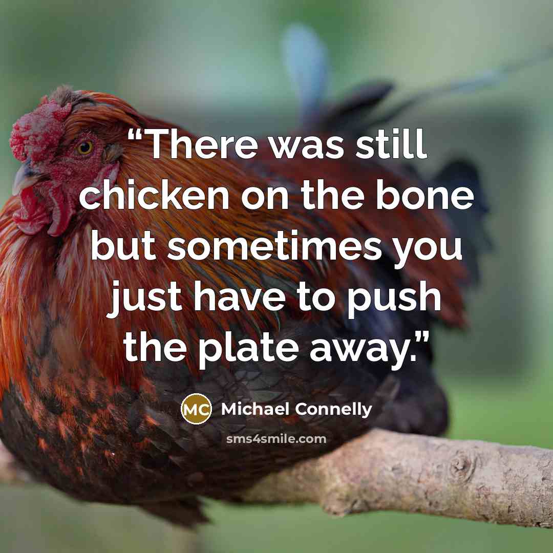 “There was still chicken on the bone but sometimes you just have to push the plate away.” quote by Michael Connelly