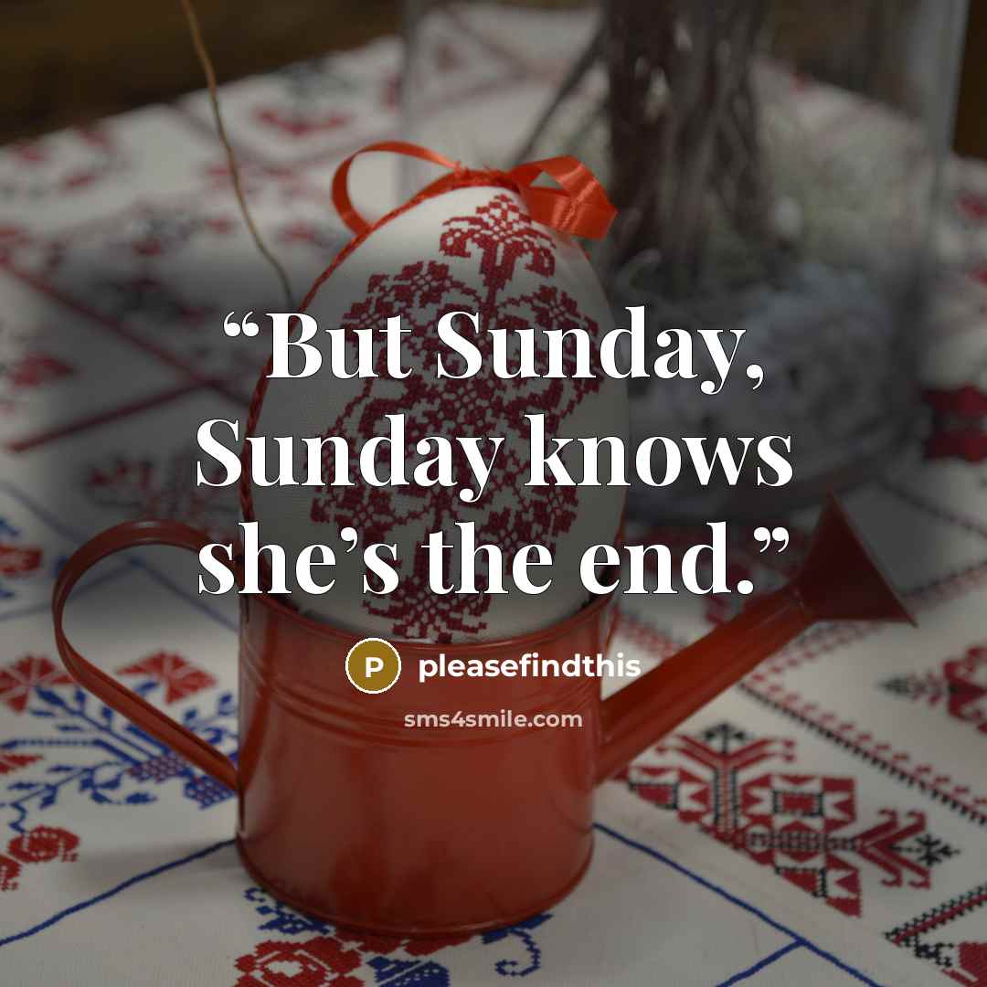 “But Sunday, Sunday knows she’s the end.” quote by pleasefindthis