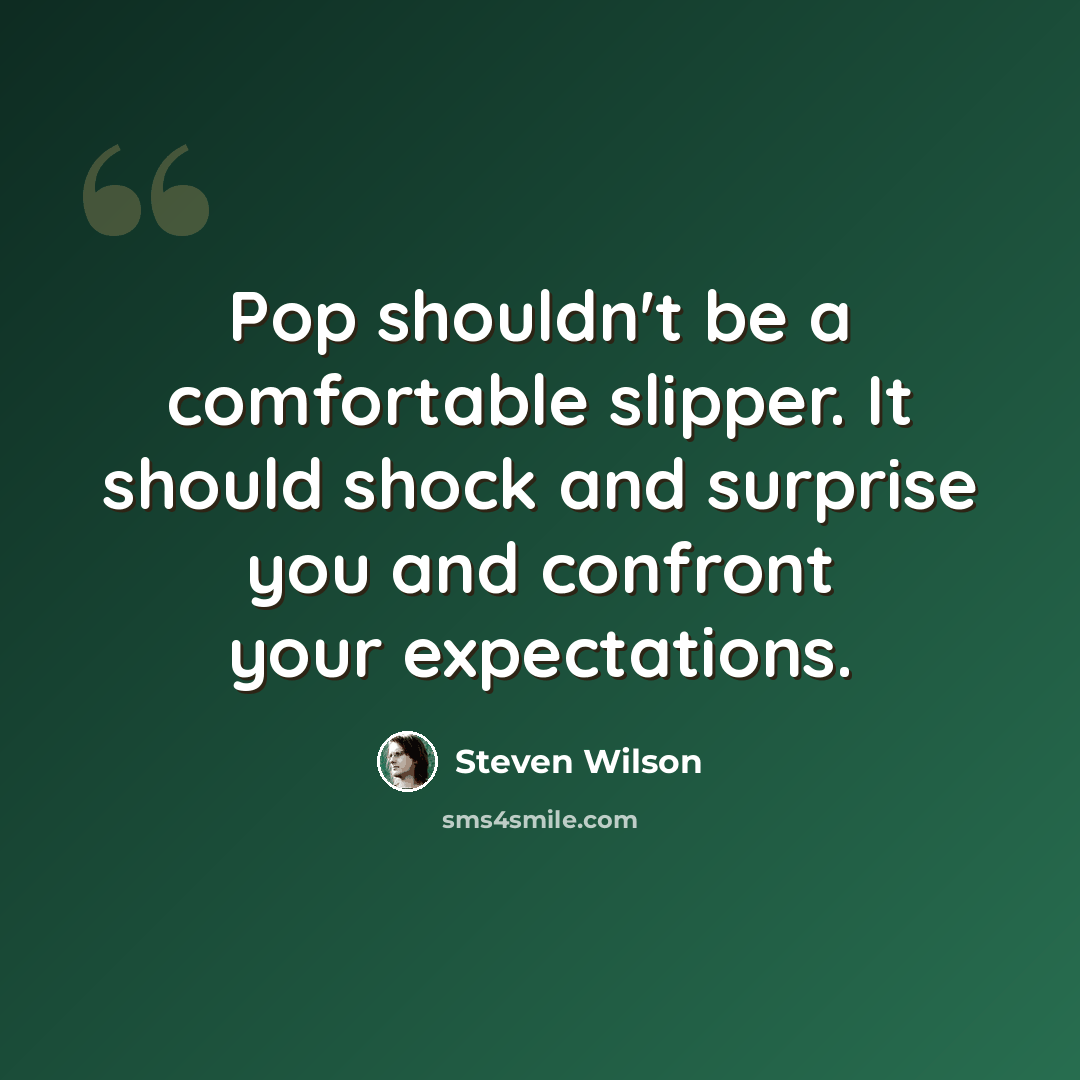“Pop shouldn't be a comfortable slipper. It should shock and surprise you and confront your expectations.” quote by Steven Wilson