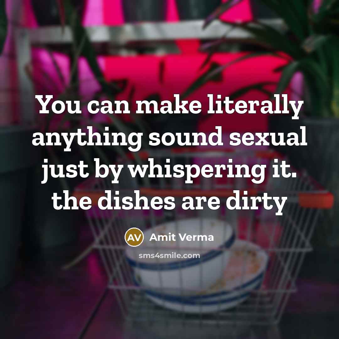 “You can make literally anything sound sexual just by whispering it. the dishes are dirty” quote by Amit Verma