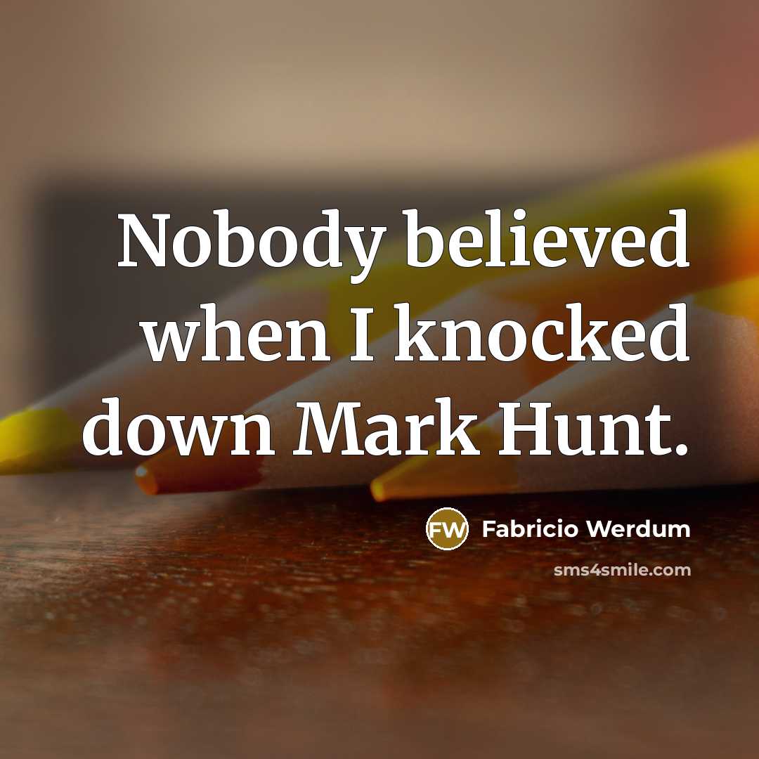 “Nobody believed when I knocked down Mark Hunt.” quote by Fabricio Werdum