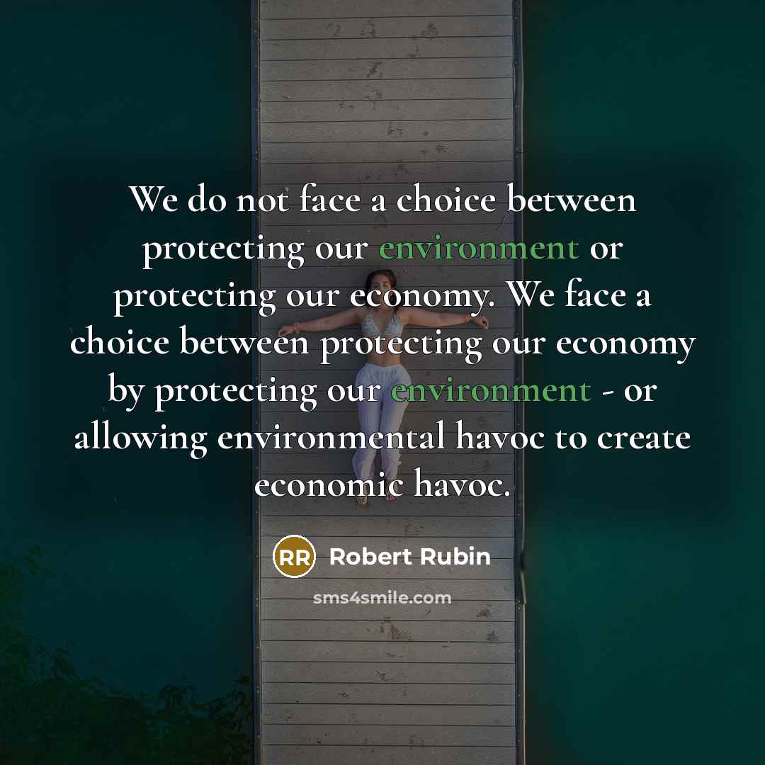 “We do not face a choice between protecting our environment or protecting our economy. We face a choice between protecting our economy by protecting our environment - or allowing environmental havoc to create economic havoc.” quote by Robert Rubin