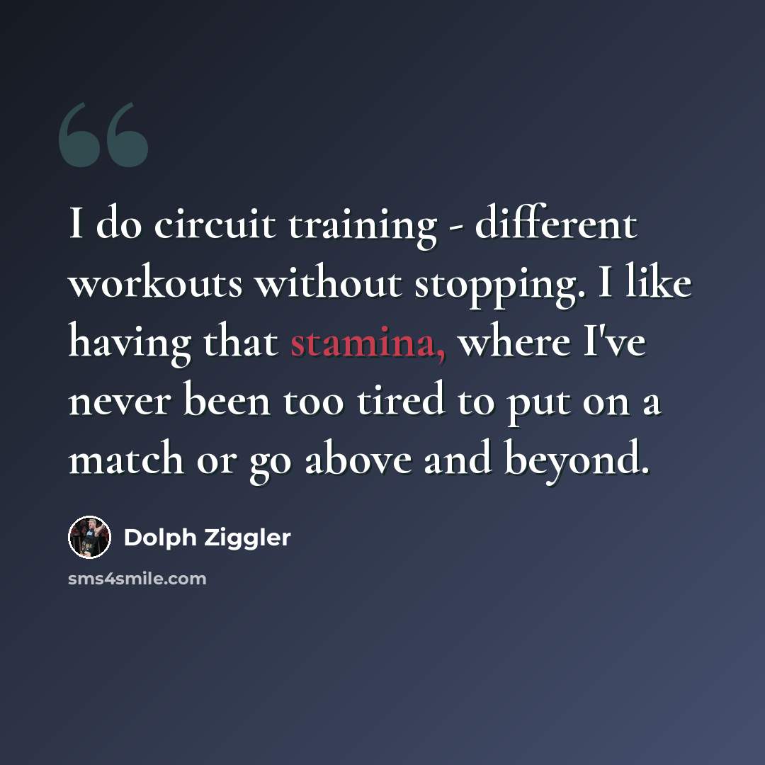“I do circuit training - different workouts without stopping. I like having that stamina, where I've never been too tired to put on a match or go above and beyond.” quote by Dolph Ziggler