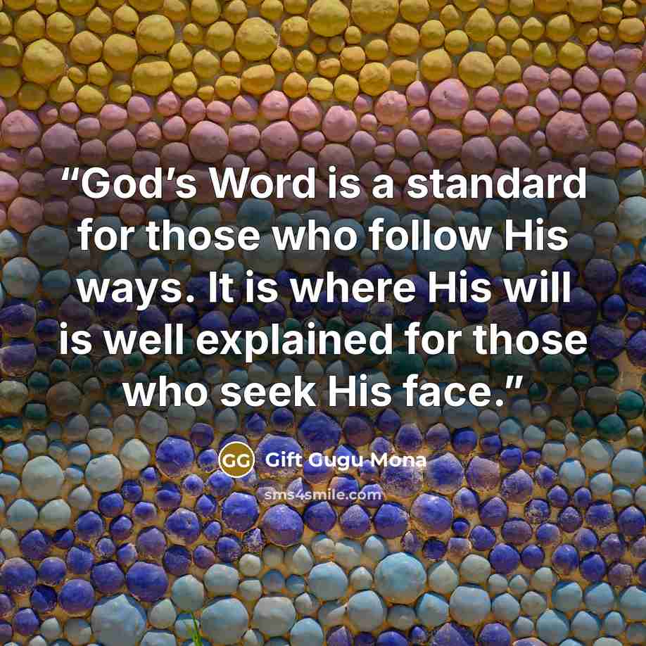 “God’s Word is a standard for those who follow His ways. It is where His will is well explained for those who seek His face.” quote by Gift Gugu Mona