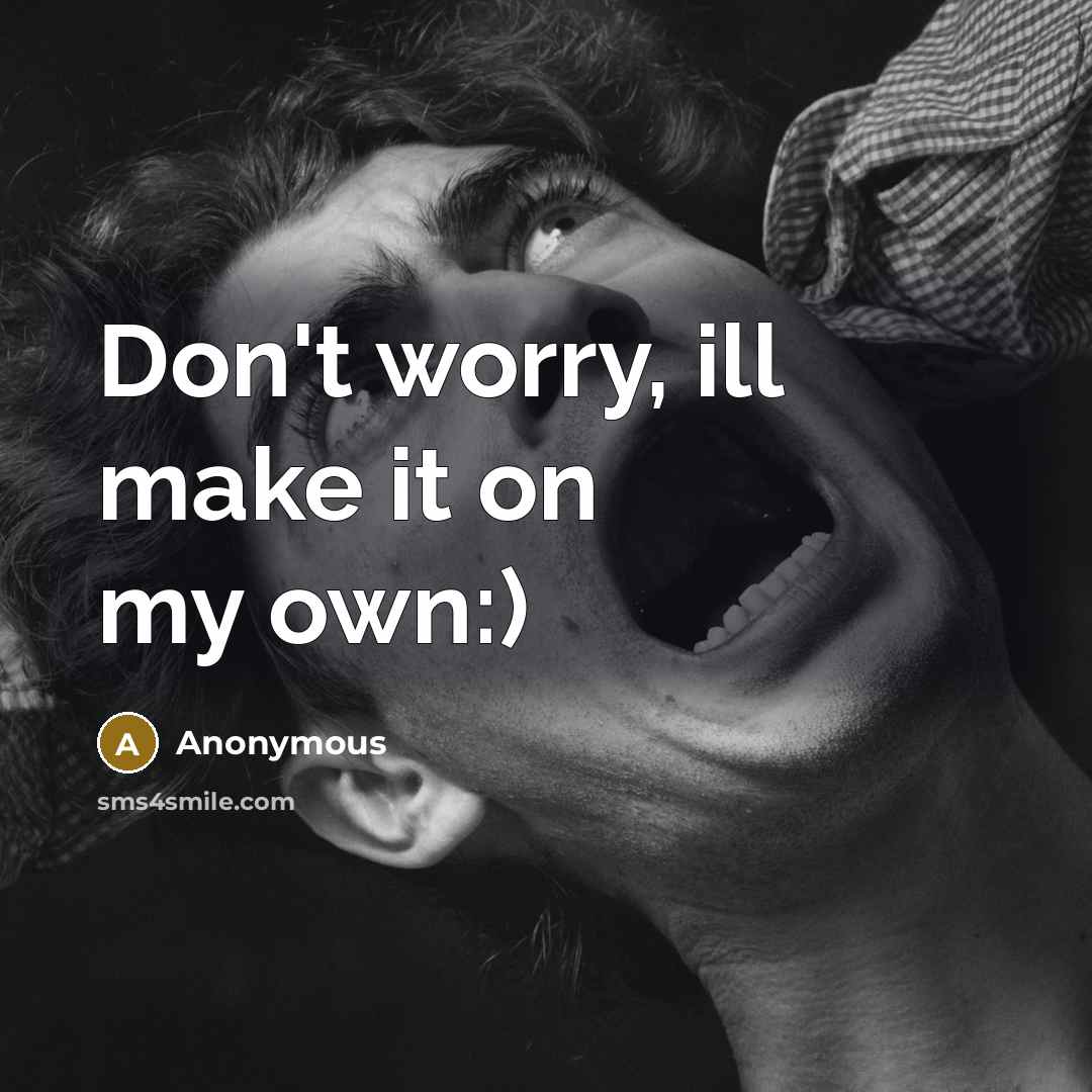 “Don't worry, ill make it on my own:)” quote by Anonymous