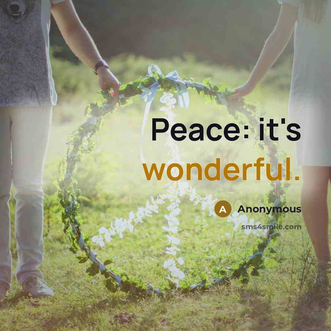 “Peace: it's wonderful.” quote by Anonymous