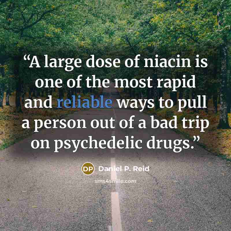 “A large dose of niacin is one of the most rapid and reliable ways to pull a person out of a bad trip on psychedelic drugs.” quote by Daniel P. Reid