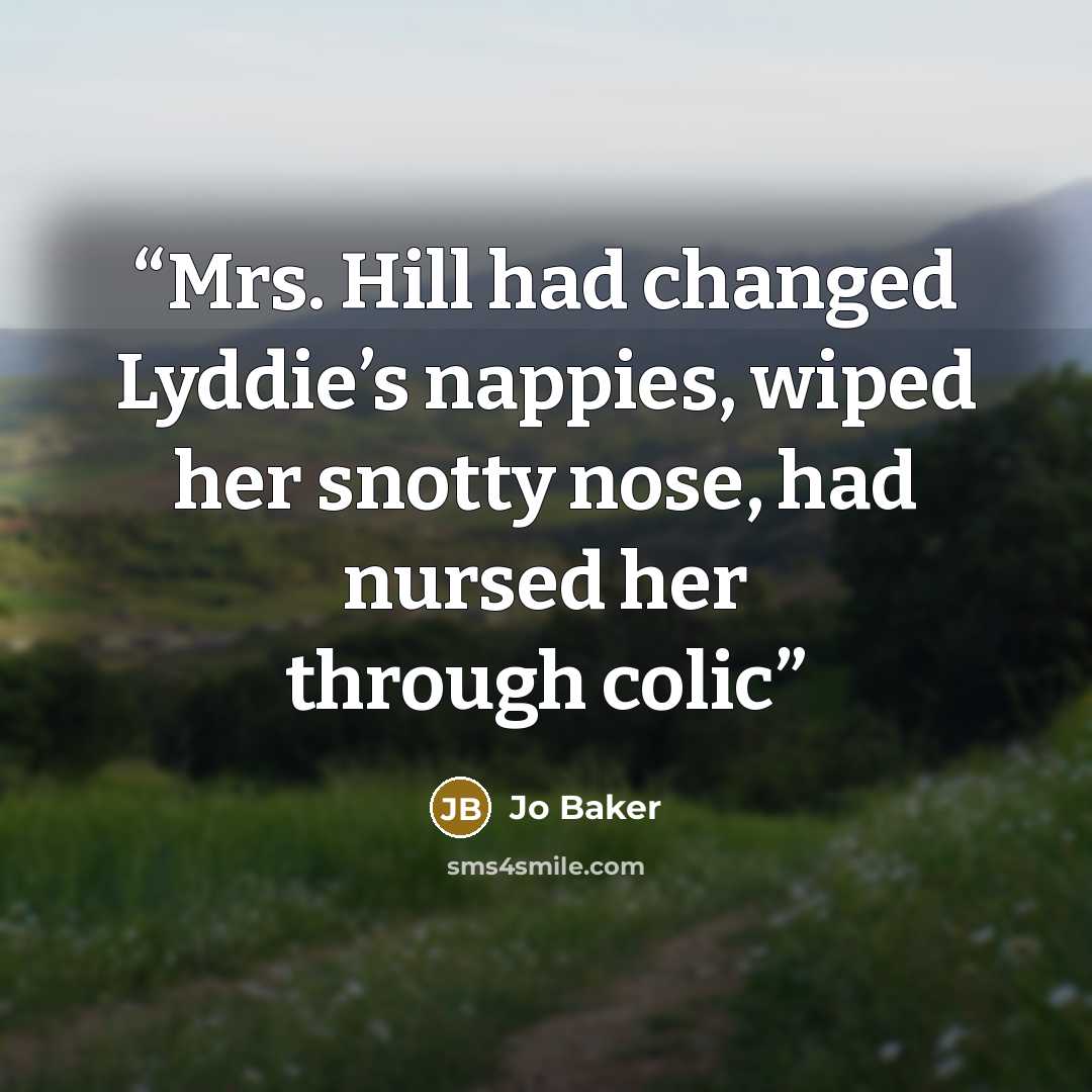 “Mrs. Hill had changed Lyddie’s nappies, wiped her snotty nose, had nursed her through colic” quote by Jo Baker