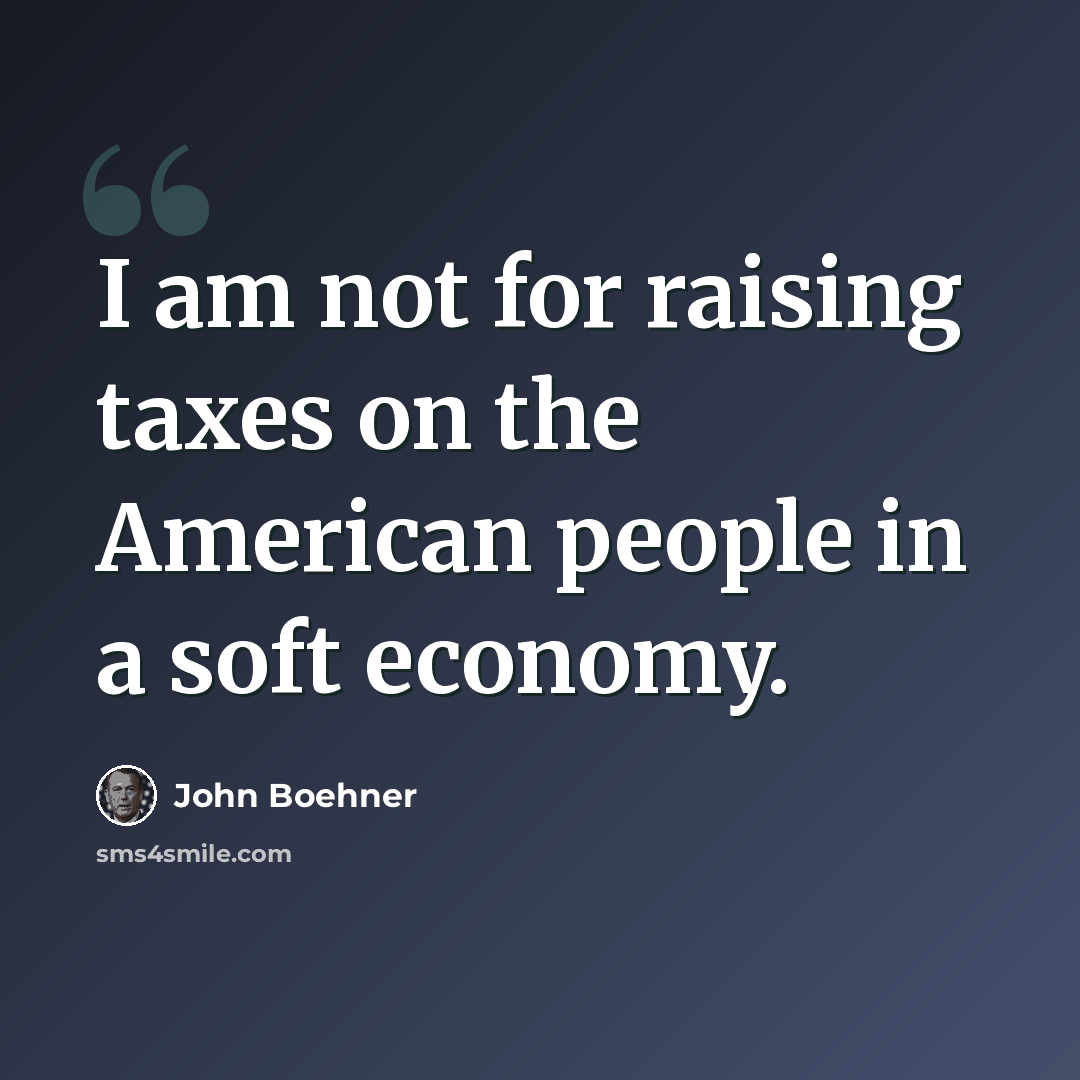 “I am not for raising taxes on the American people in a soft economy.” quote by John Boehner