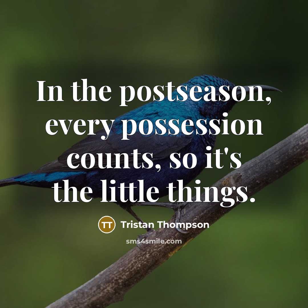 “In the postseason, every possession counts, so it's the little things.” quote by Tristan Thompson