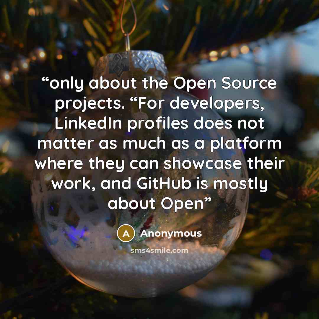 “only about the Open Source projects. “For developers, LinkedIn profiles does not matter as much as a platform where they can showcase their work, and GitHub is mostly about Open” quote by Anonymous