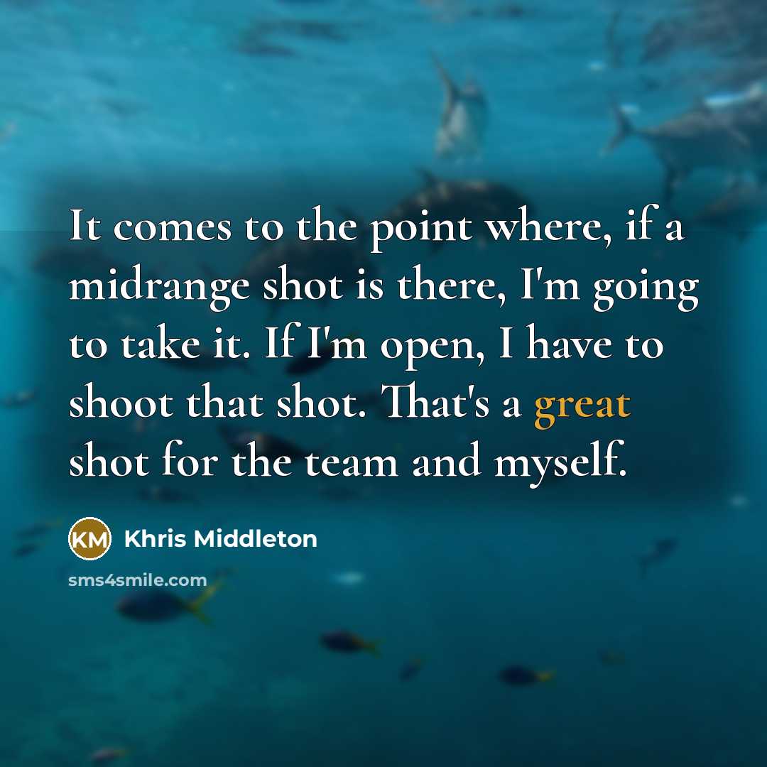 “It comes to the point where, if a midrange shot is there, I'm going to take it. If I'm open, I have to shoot that shot. That's a great shot for the team and myself.” quote by Khris Middleton