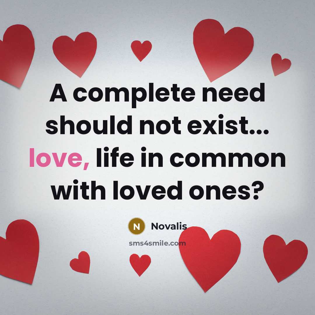 “A complete need should not exist... love, life in common with loved ones?” quote by Novalis