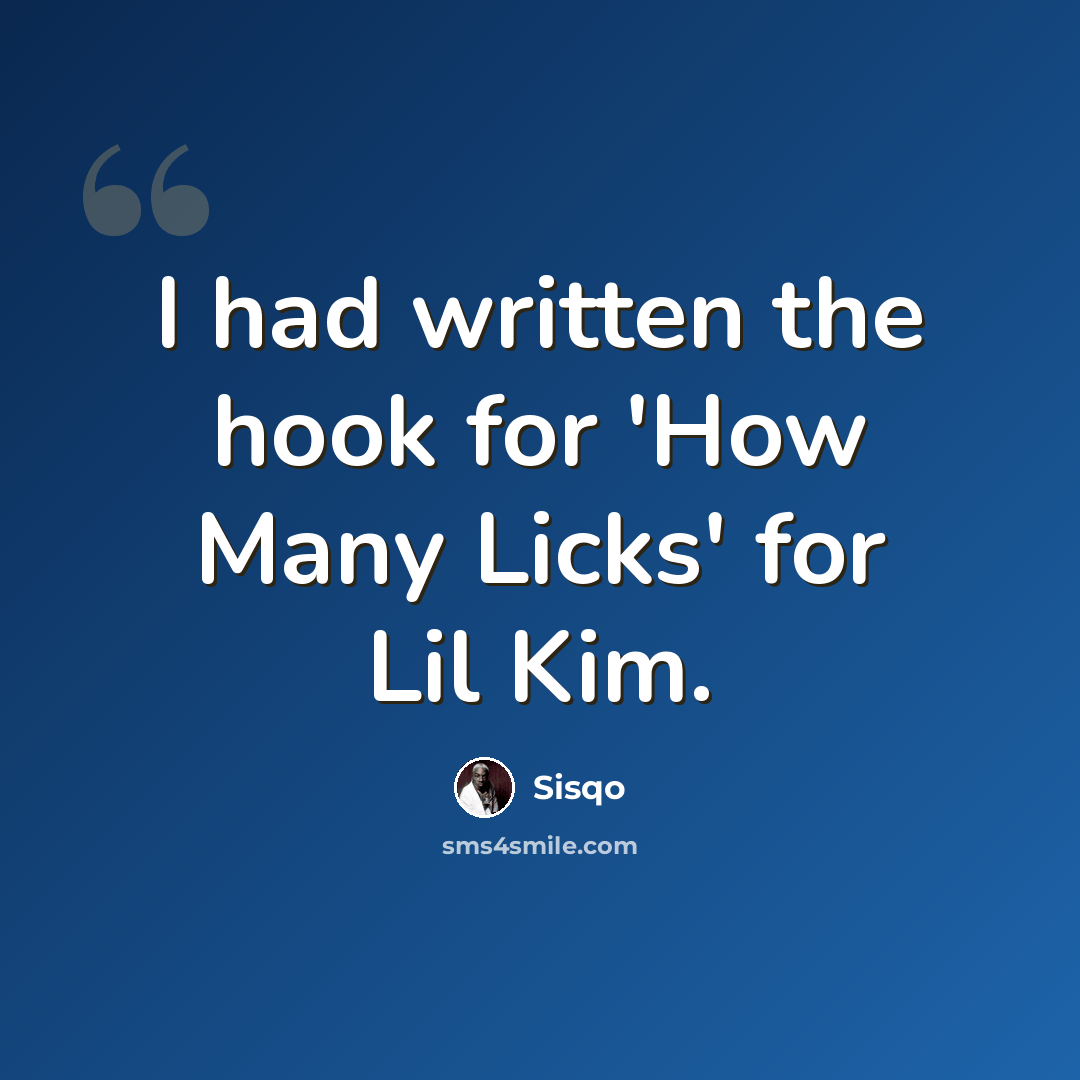“I had written the hook for 'How Many Licks' for Lil Kim.” quote by Sisqo
