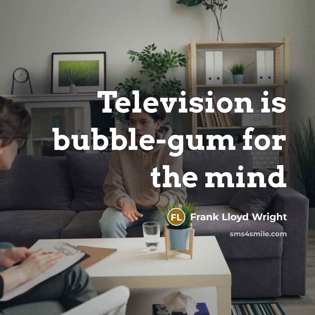 “Television is bubble-gum for the mind” quote by Frank Lloyd Wright