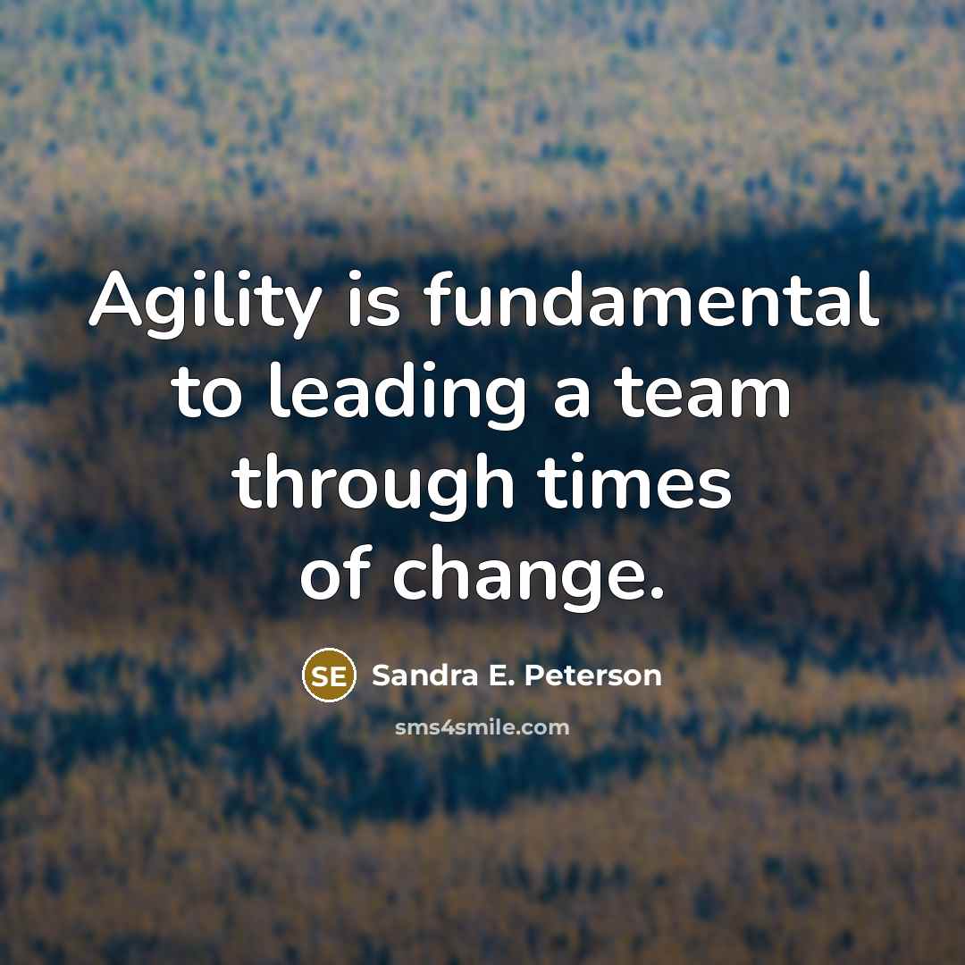 “Agility is fundamental to leading a team through times of change.” quote by Sandra E. Peterson