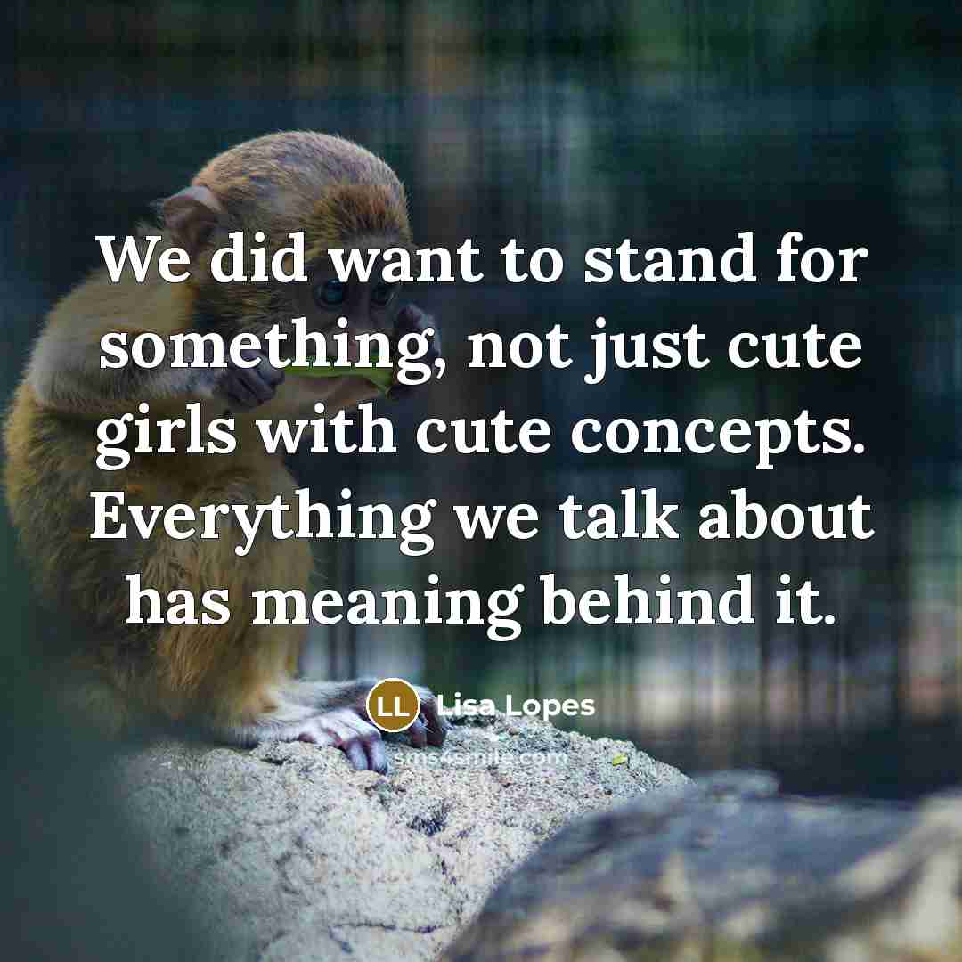 “We did want to stand for something, not just cute girls with cute concepts. Everything we talk about has meaning behind it.” quote by Lisa Lopes