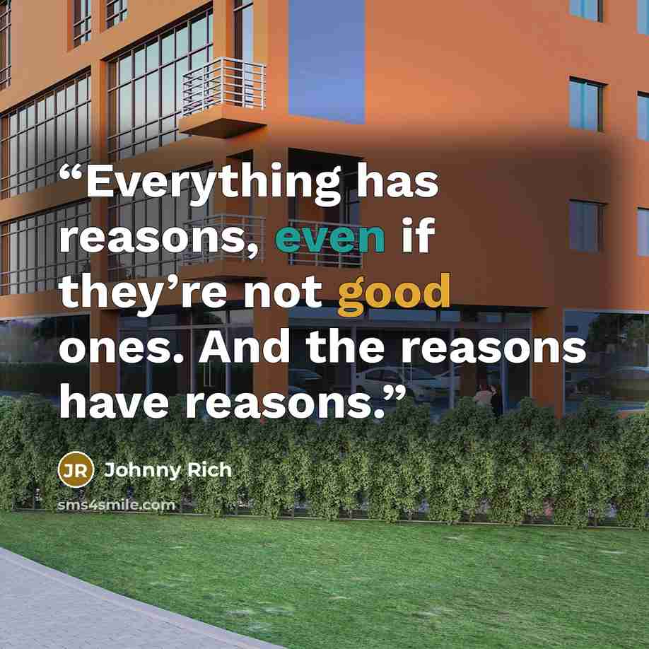 “Everything has reasons, even if they’re not good ones. And the reasons have reasons.” quote by Johnny Rich