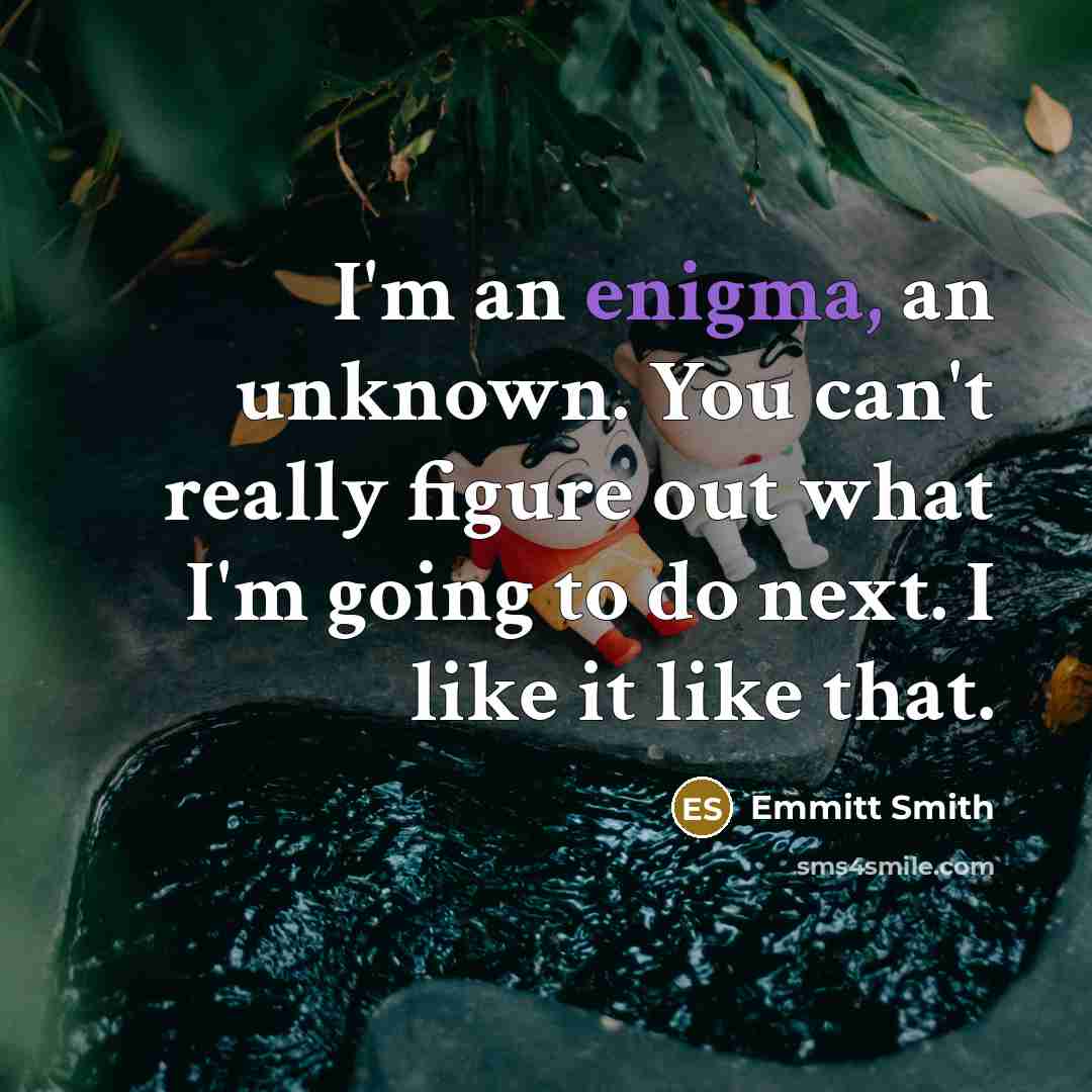 “I'm an enigma, an unknown. You can't really figure out what I'm going to do next. I like it like that.” quote by Emmitt Smith