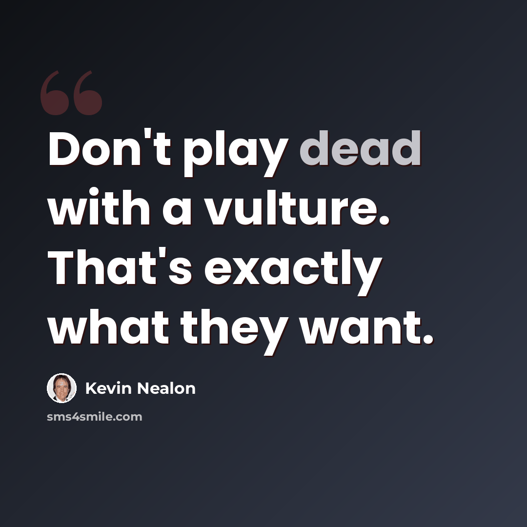 “Don't play dead with a vulture. That's exactly what they want.” quote by Kevin Nealon