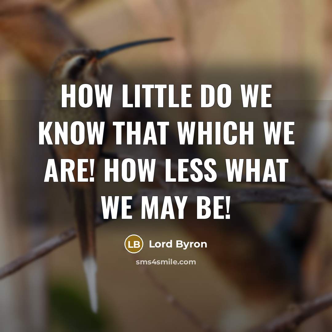 “How little do we know that which we are! How less what we may be!” quote by Lord Byron