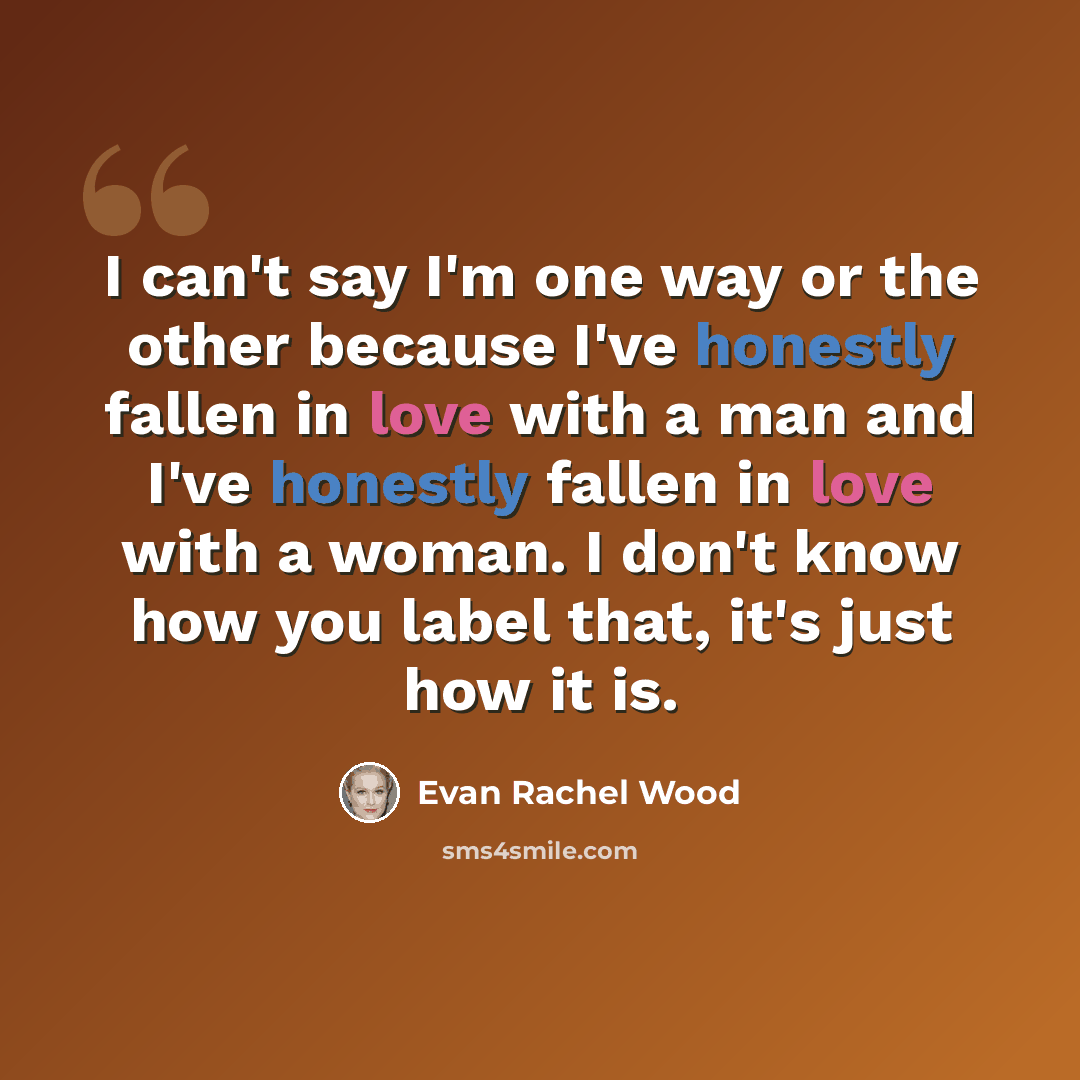“I can't say I'm one way or the other because I've honestly fallen in love with a man and I've honestly fallen in love with a woman. I don't know how you label that, it's just how it is.” quote by Evan Rachel Wood