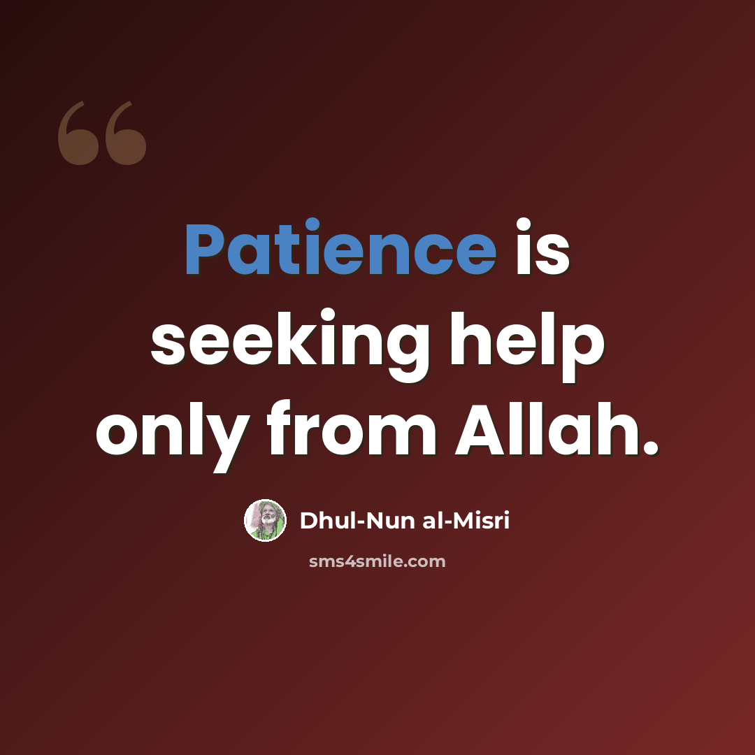 “Patience is seeking help only from Allah.” quote by Dhul-Nun al-Misri