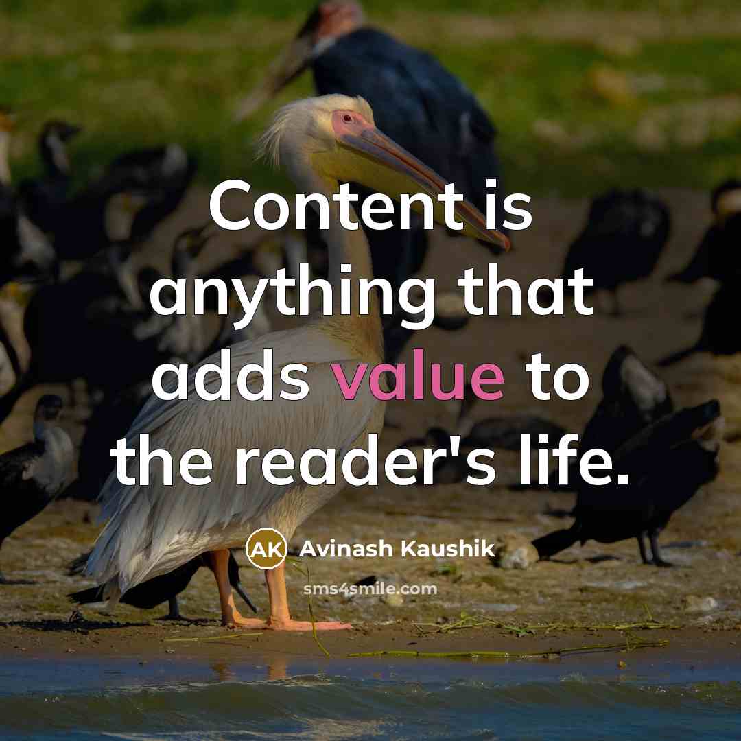 “Content is anything that adds value to the reader's life.” quote by Avinash Kaushik