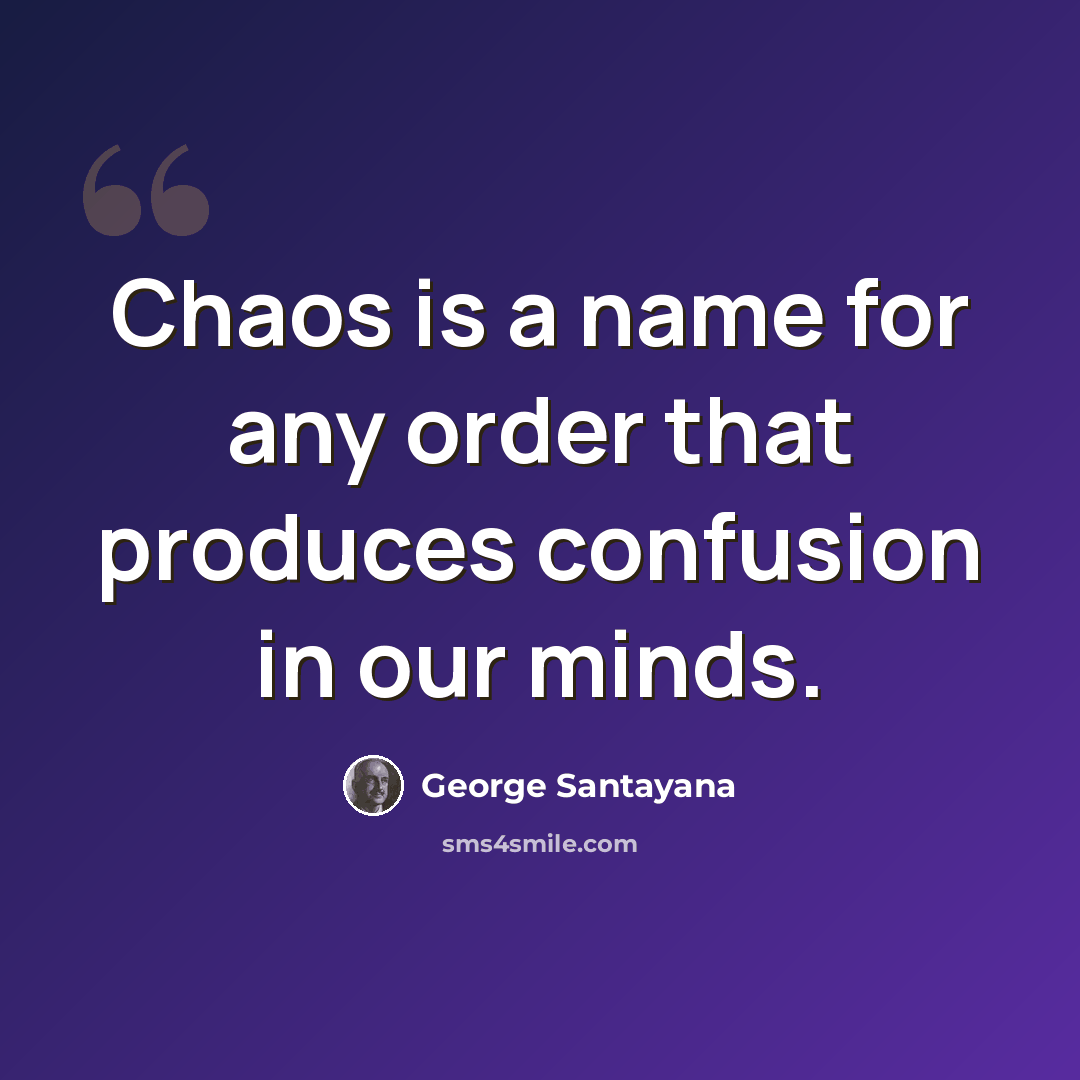 “Chaos is a name for any order that produces confusion in our minds.” quote by George Santayana