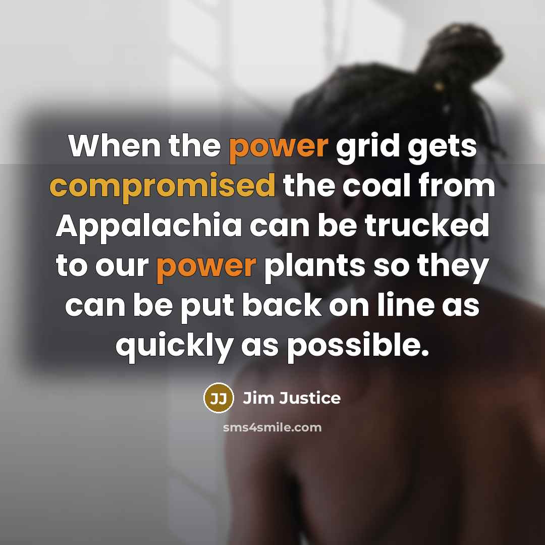 “When the power grid gets compromised the coal from Appalachia can be trucked to our power plants so they can be put back on line as quickly as possible.” quote by Jim Justice