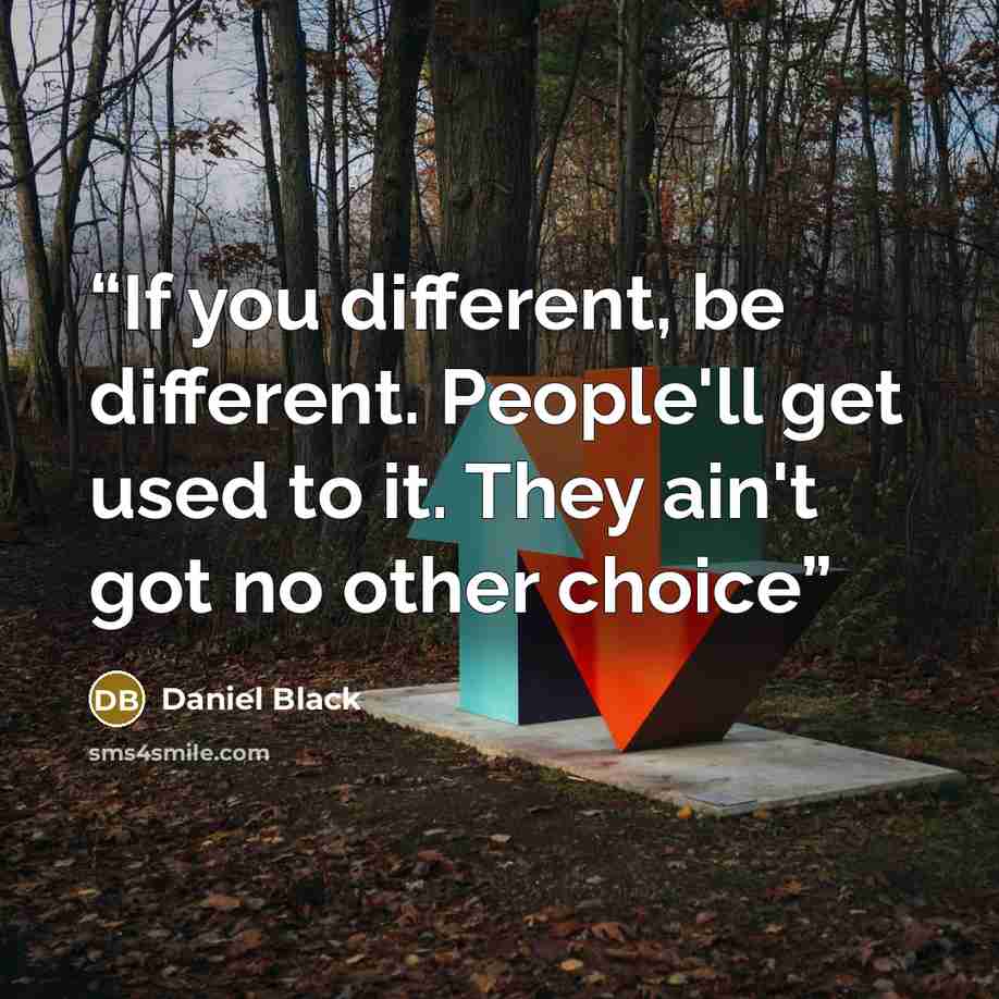 “If you different, be different. People'll get used to it. They ain't got no other choice” quote by Daniel Black