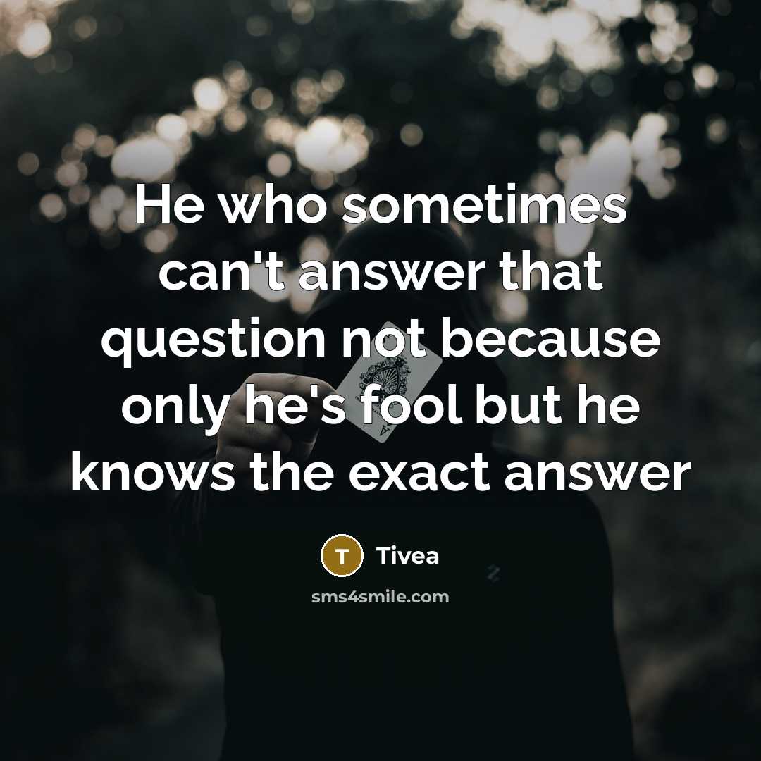 “He who sometimes can't answer that question not because only he's fool but he knows the exact answer” quote by Tivea