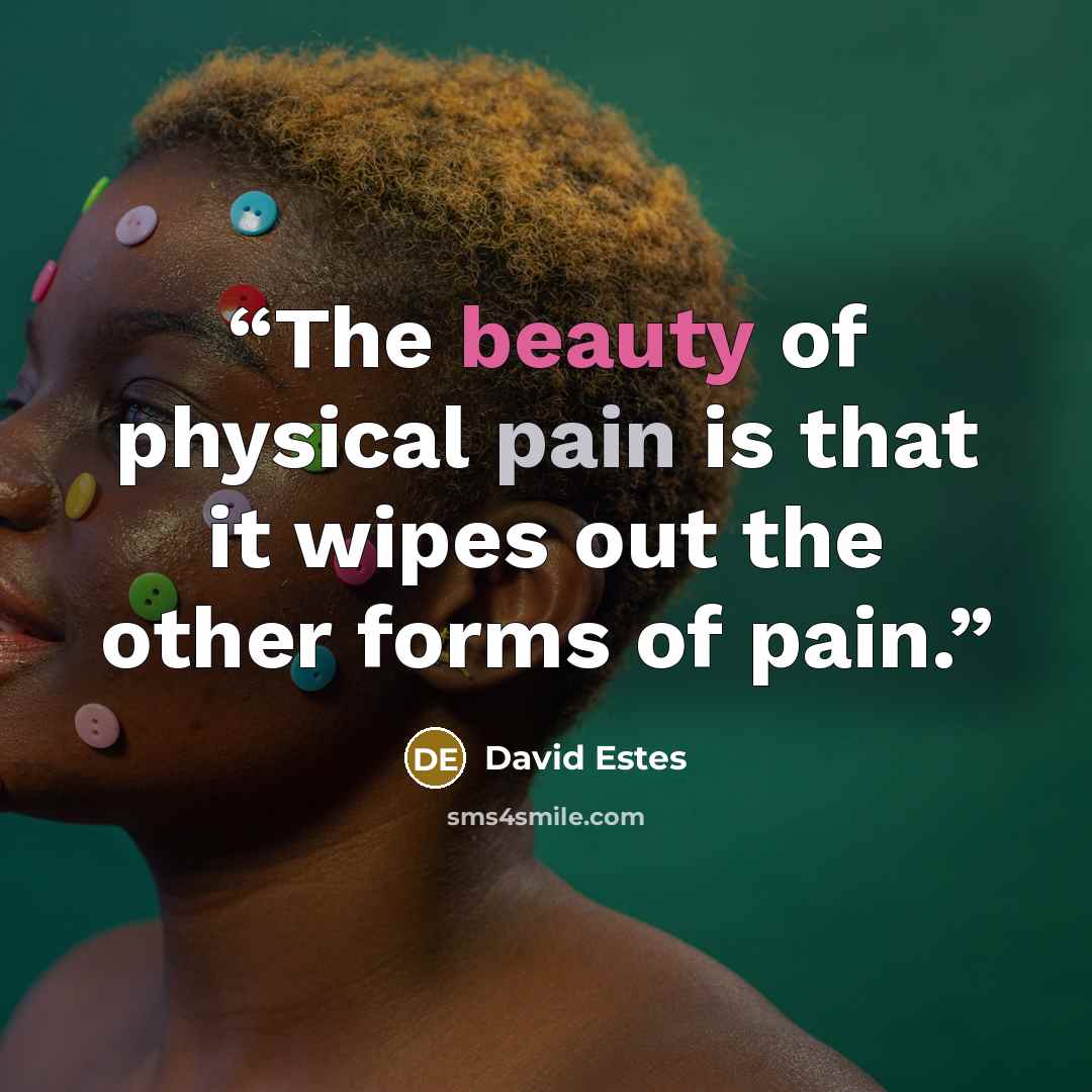 “The beauty of physical pain is that it wipes out the other forms of pain.” quote by David Estes