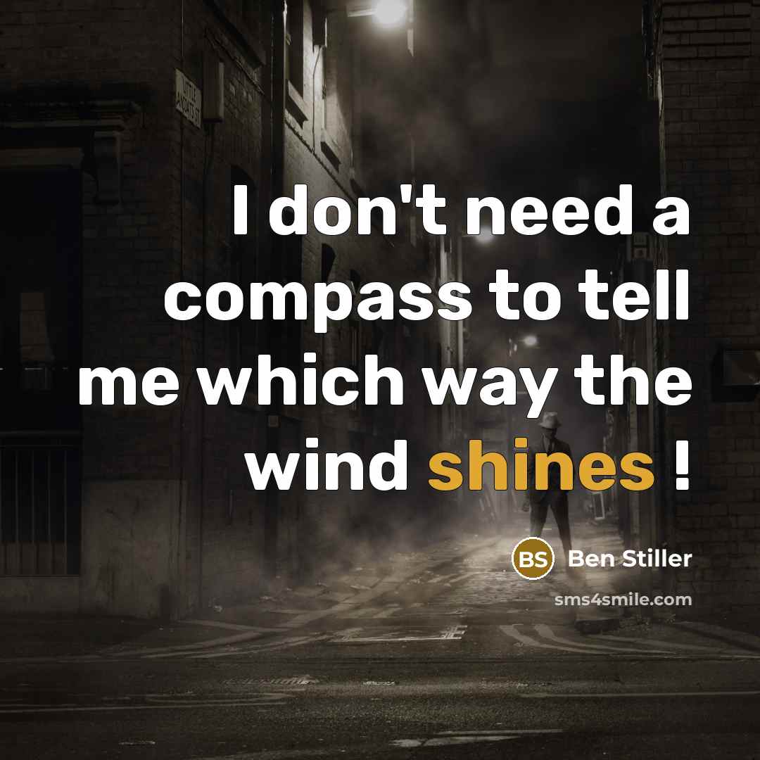 “I don't need a compass to tell me which way the wind shines !” quote by Ben Stiller