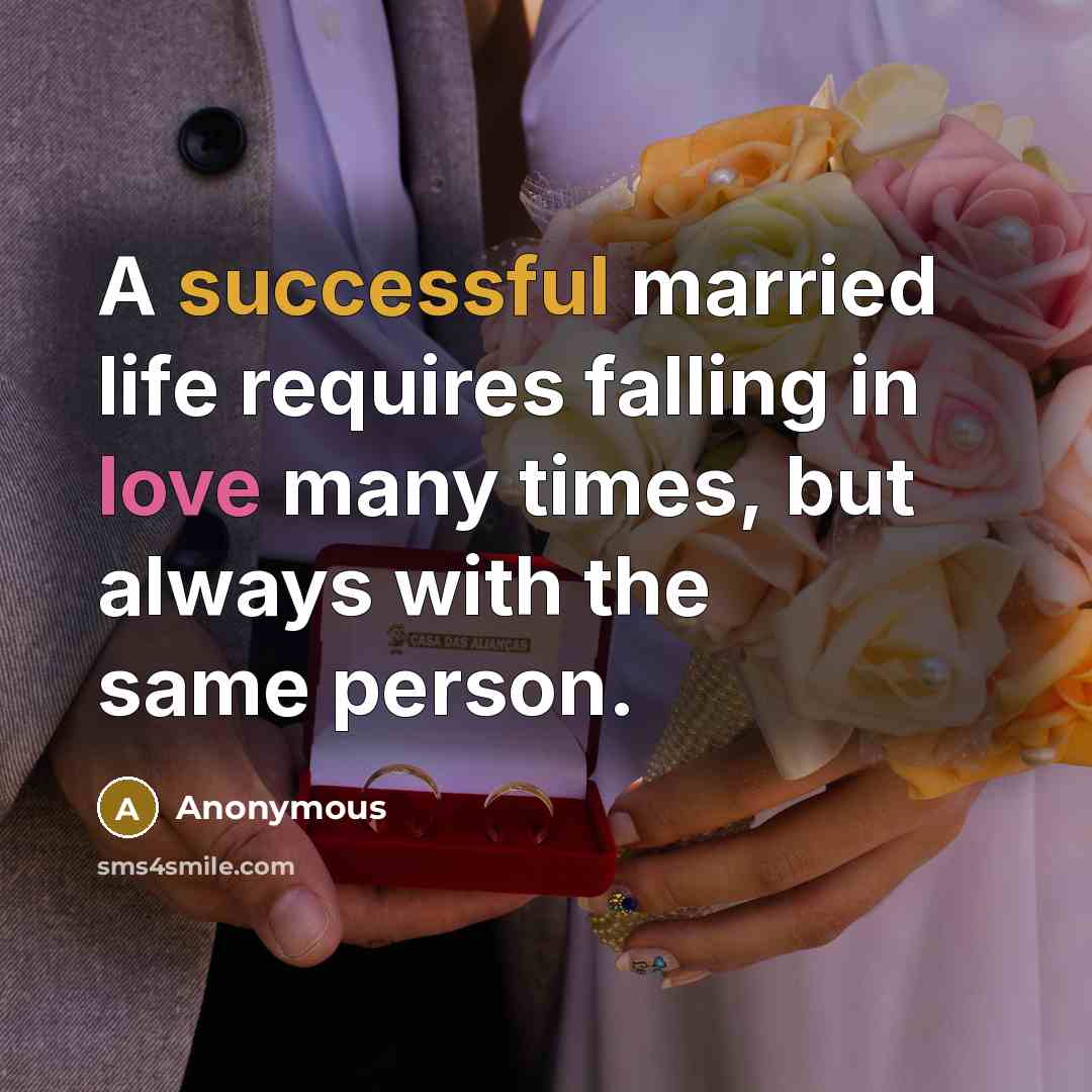 “A successful married life requires falling in love many times, but always with the same person.” quote by Anonymous
