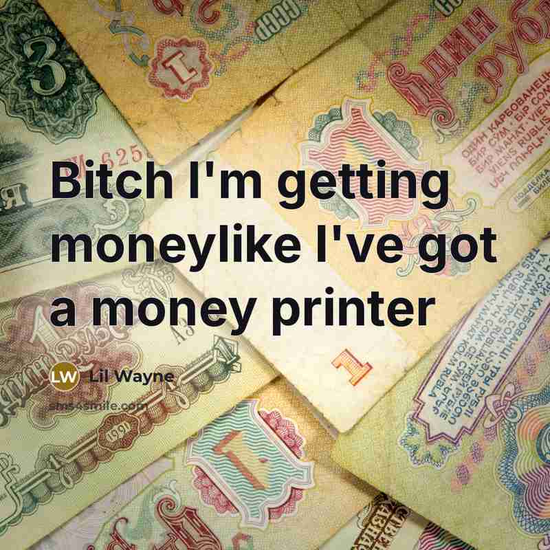 “Bitch I'm getting moneylike I've got a money printer” quote by Lil Wayne