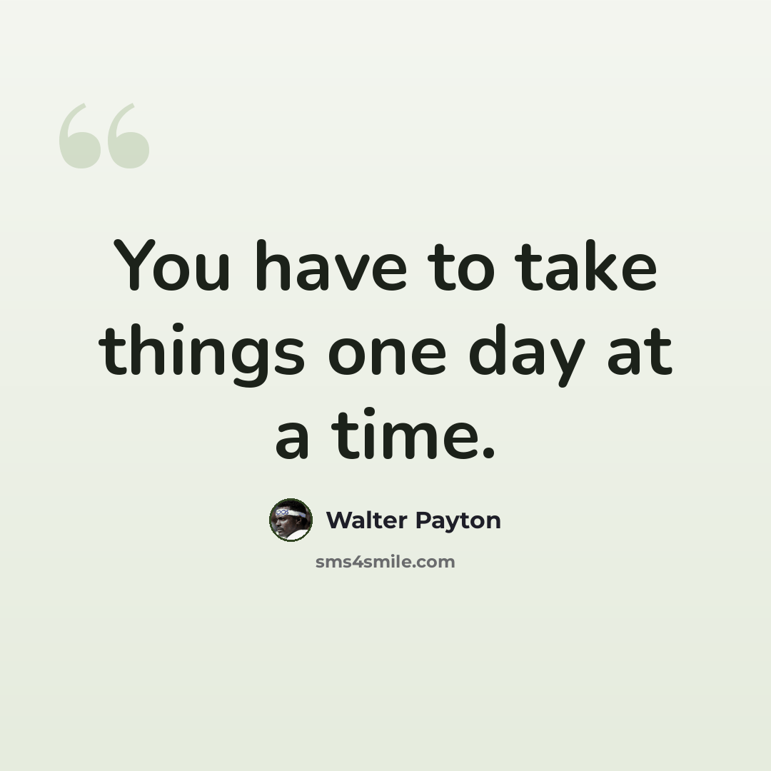 “You have to take things one day at a time.” quote by Walter Payton