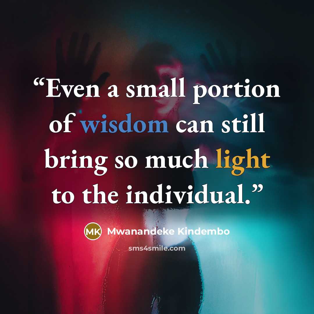 “Even a small portion of wisdom can still bring so much light to the individual.” quote by Mwanandeke Kindembo