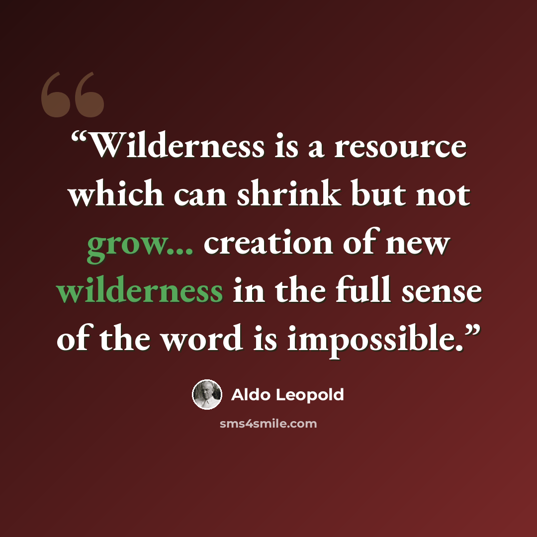 “Wilderness is a resource which can shrink but not grow... creation of new wilderness in the full sense of the word is impossible.” quote by Aldo Leopold